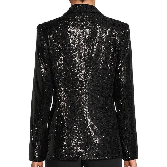 MILLY 'ALEXA' Sequin-Embellished Blazer Jacket, Black - Picture 3 of 3